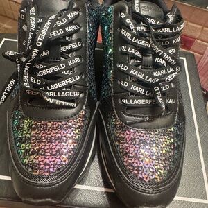 Karl Lagerfeld Kids' Black Sneakers with Iridescent Accents